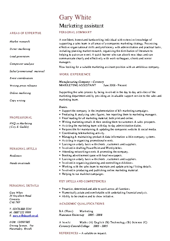 marketing-assistant-cv-template-pdfsimpli