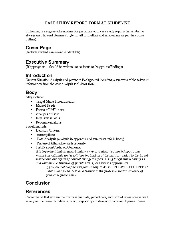 Marketing Case Study Report Format Guideline