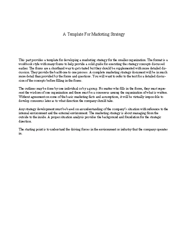 Marketing Strategy Paper Template