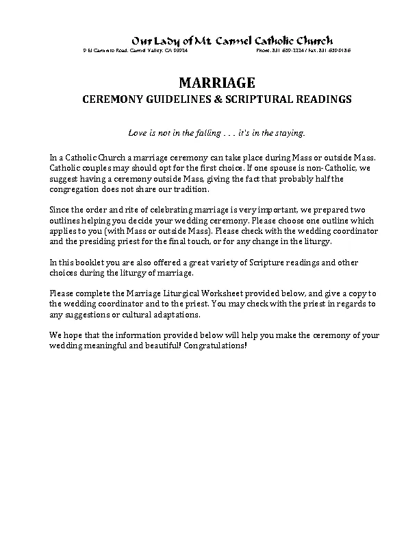 Marriage Ceremony Guideline Template