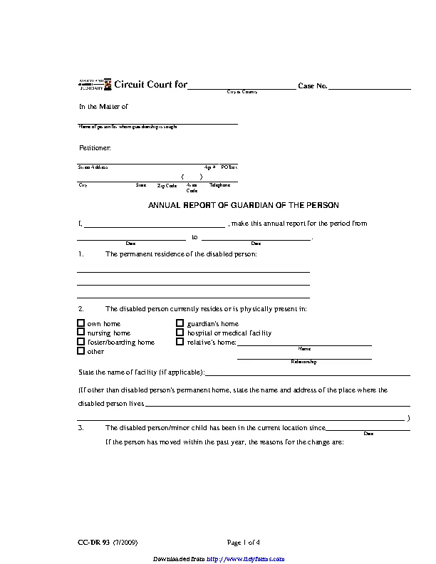 Maryland Guardianship Form 3 - PDFSimpli