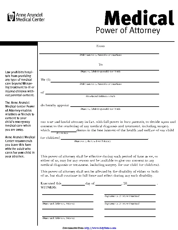 Maryland Medical Power Of Attorney Form