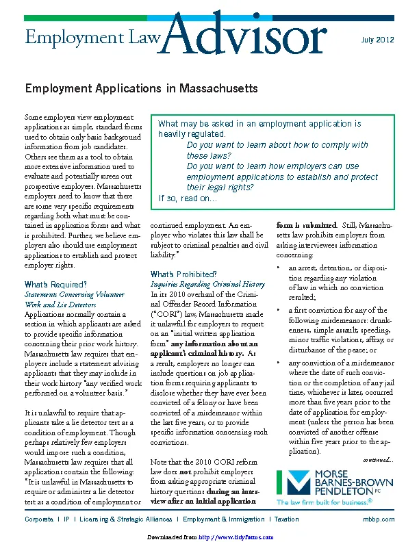 Massachusetts Job Application Form 2