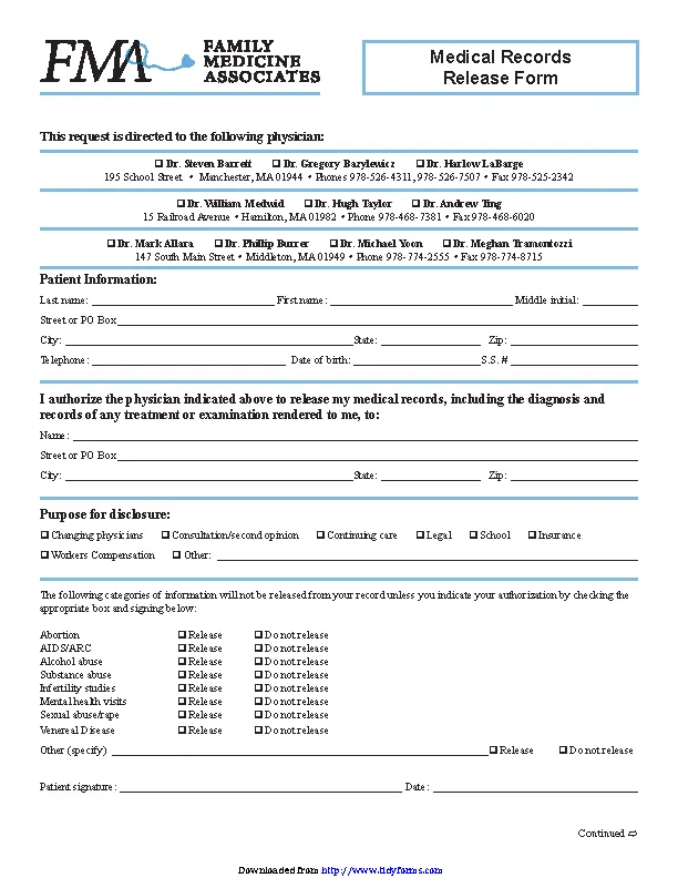 Massachusetts Medical Records Release Form 4 PDFSimpli