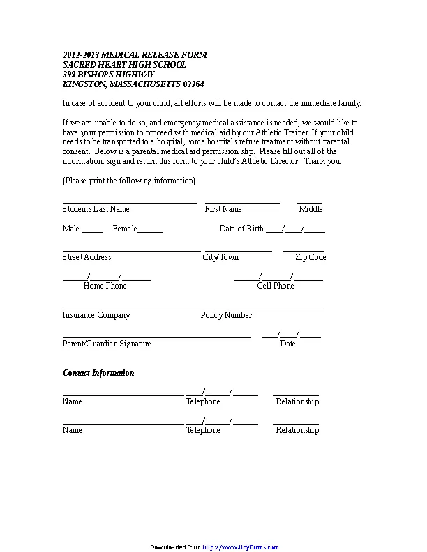 Massachusetts Medical Release Form 1 PDFSimpli