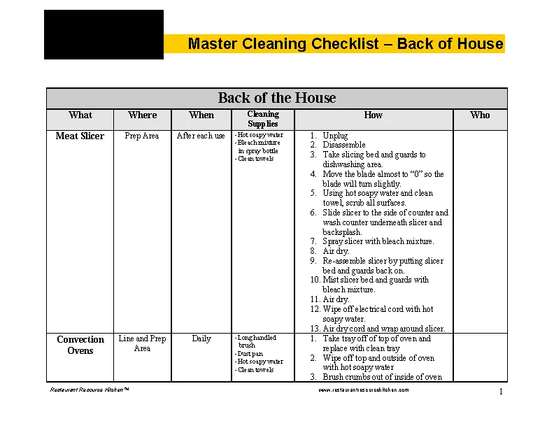 What Is A Master Cleaning Schedule