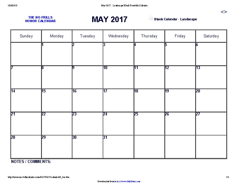 May 2017 Calendar 1 PDFSimpli