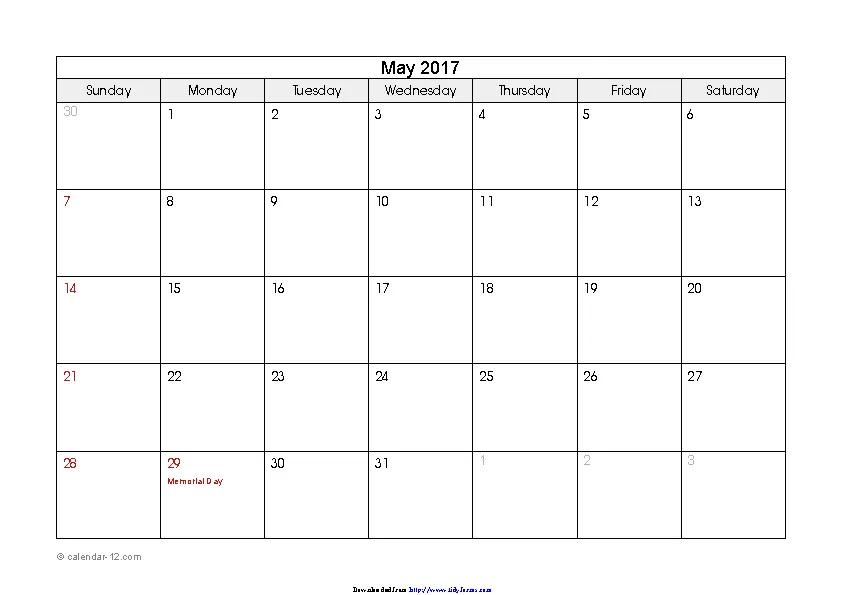 May 2017 Calendar 2 PDFSimpli