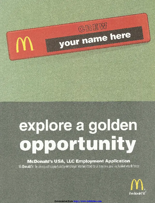 Mcdonalds Application Form PDFSimpli