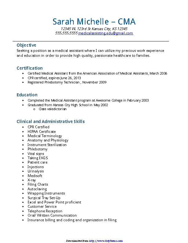 medical assistant resume summary examples