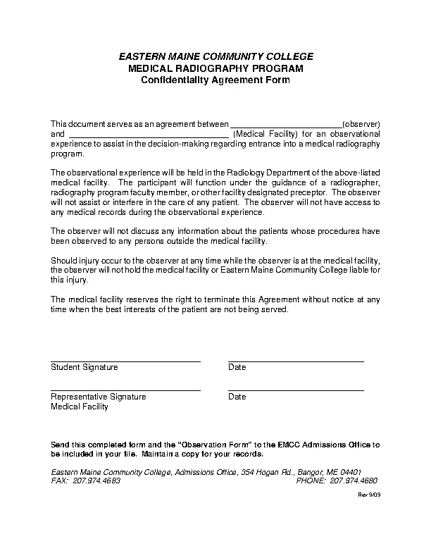 Medical Facility Confidentiality Agreement Sample PDFSimpli