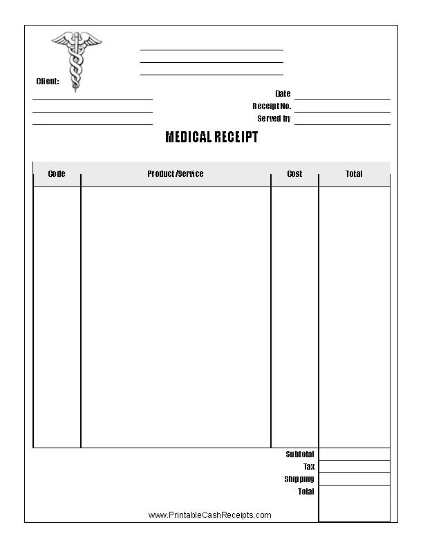 Medical Store Receipt Template