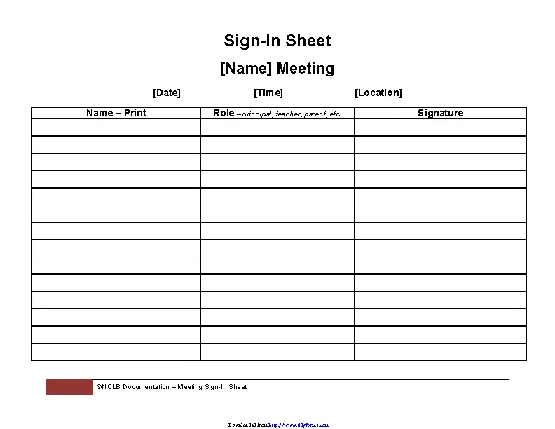 Meeting Sign In Sheet