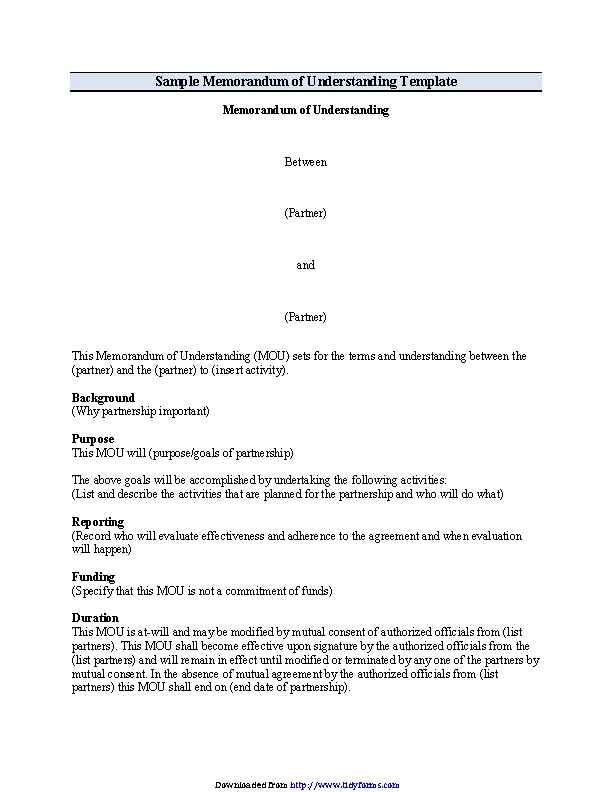 Memorandum Of Understanding Template 2