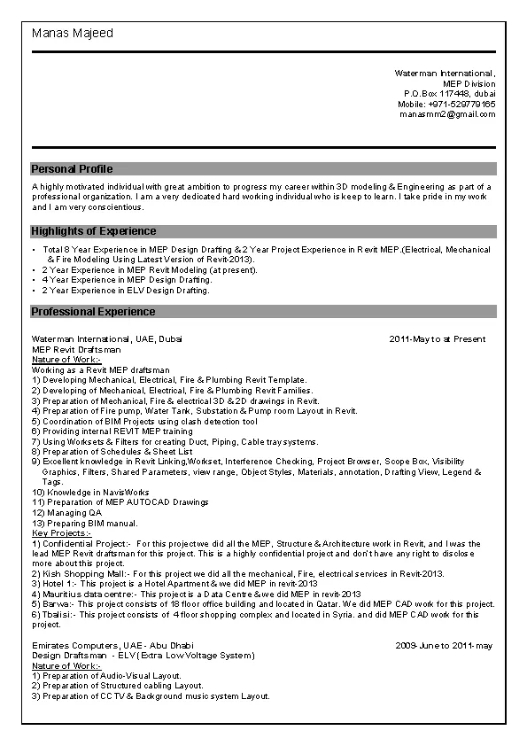 Mep Draftsman Resume - PDFSimpli