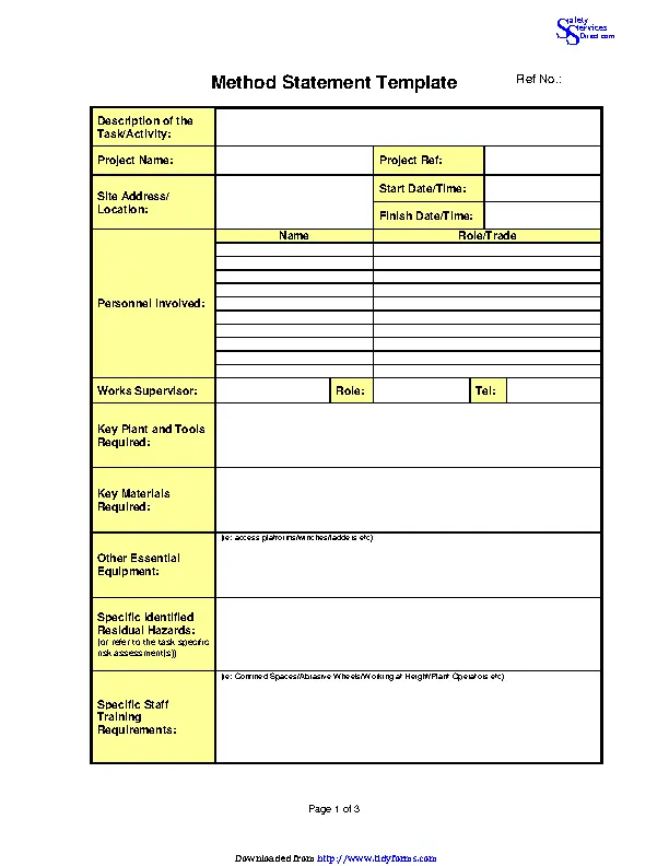 Method Statement Template 1 PDFSimpli