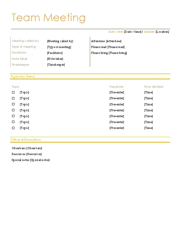 Microsoft Team Meeting Agenda Template Pdfsimpli