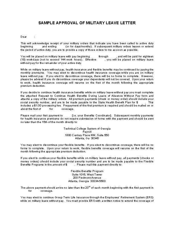Military Leave Letter Template Pdfsimpli 6521