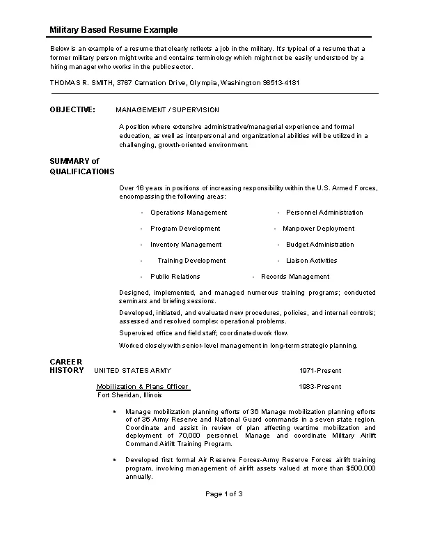 Military Resume Examples - PDFSimpli