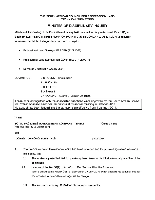 Minutes Of Disciplinary Inquiry1