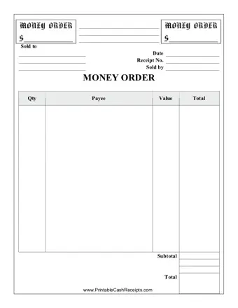 Novelty Money Order Receipt PDF