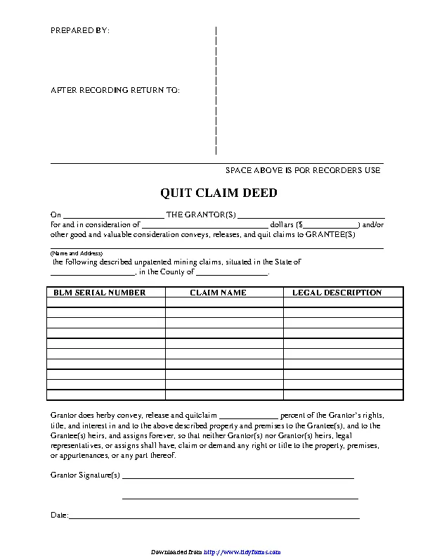 Montana Quitclaim Deed Form