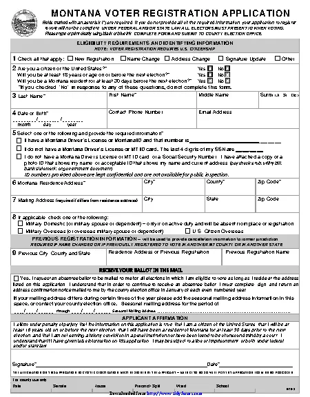 Montana Voter Registration Application