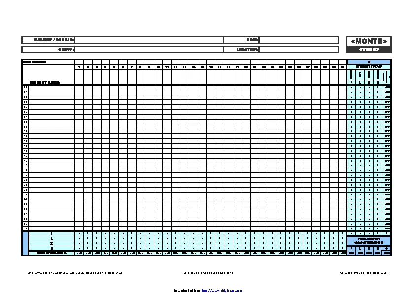 Monthly Attendance Template