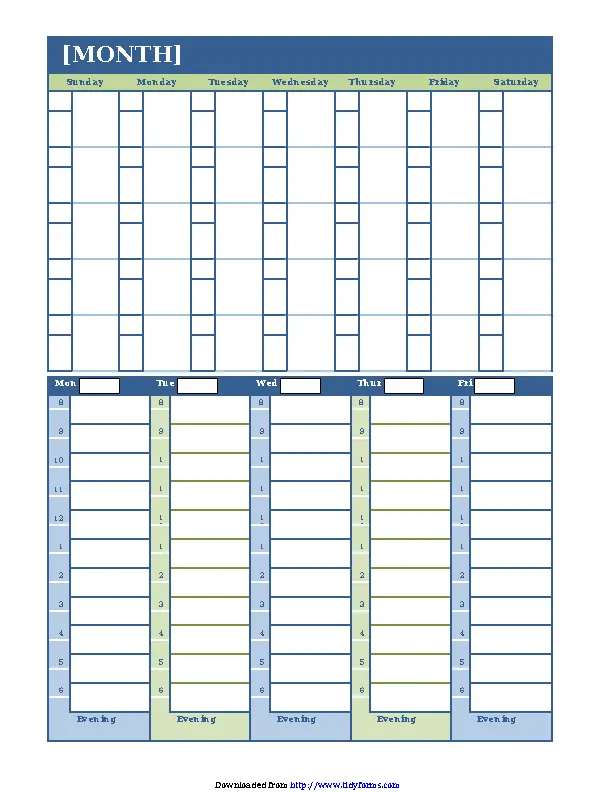 Monthly Planning Calendar Template PDFSimpli
