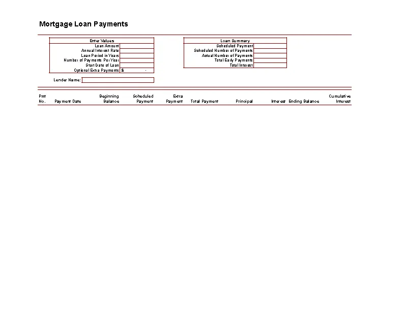Mortgage Loan Schedule Template Excel Format Download