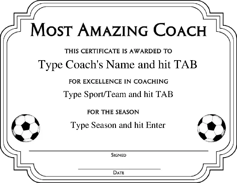 Most Amazing Coach Certificate Template