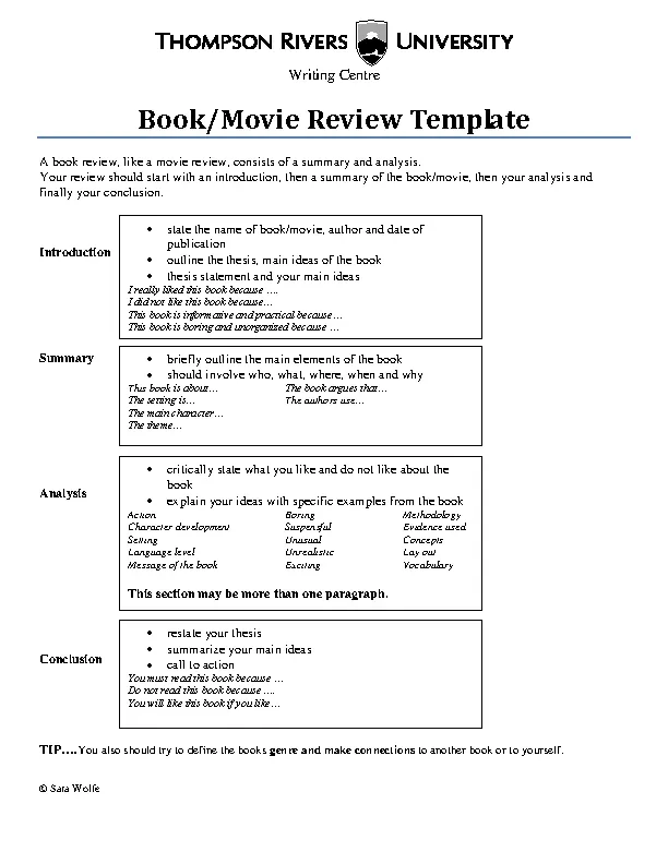 movie review format examples