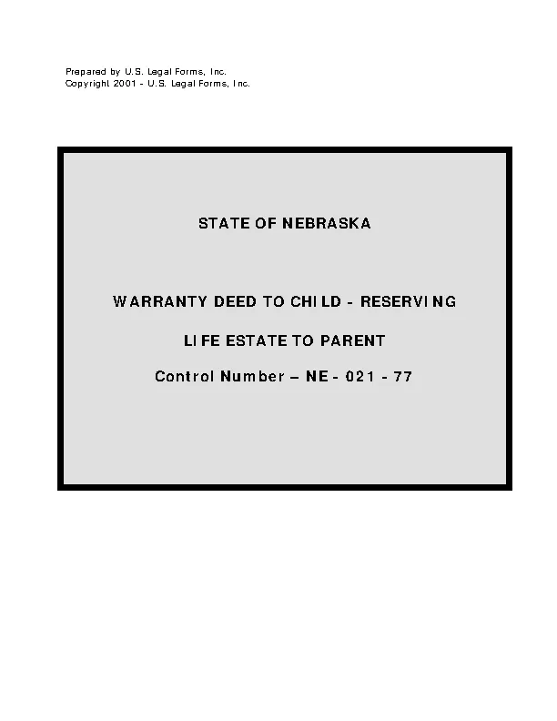 Nebraska Warranty Deed To Child