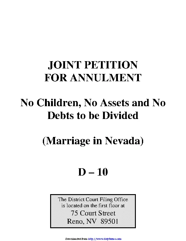 Nevada Joint Petition For Annulment Form PDFSimpli
