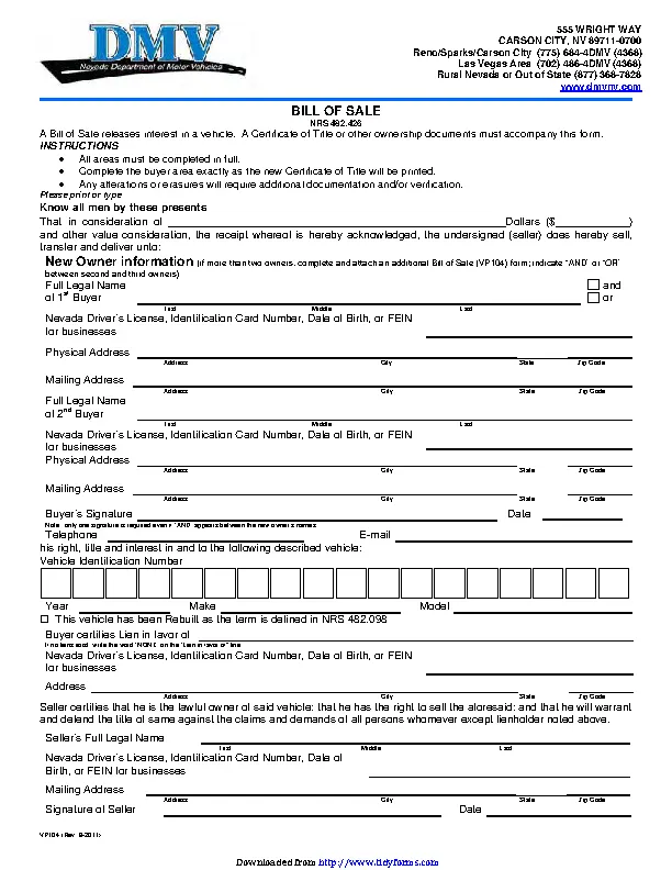 Nevada Motor Vehicle Bill Of Sale Form PDFSimpli   Nevada Motor Vehicle Bill Of Sale Form.webp