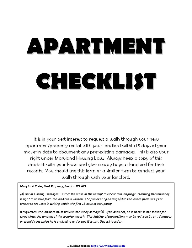 New Apartment Checklist 2