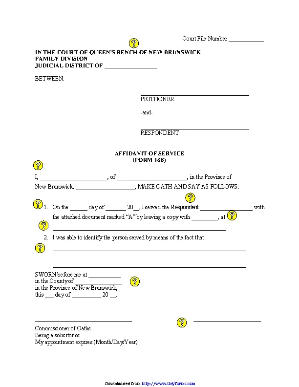 New Brunswick Affidavit Of Service Personal Service Form