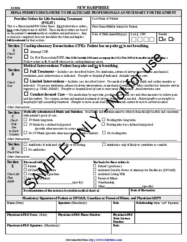 New Hampshire Polst Form - PDFSimpli