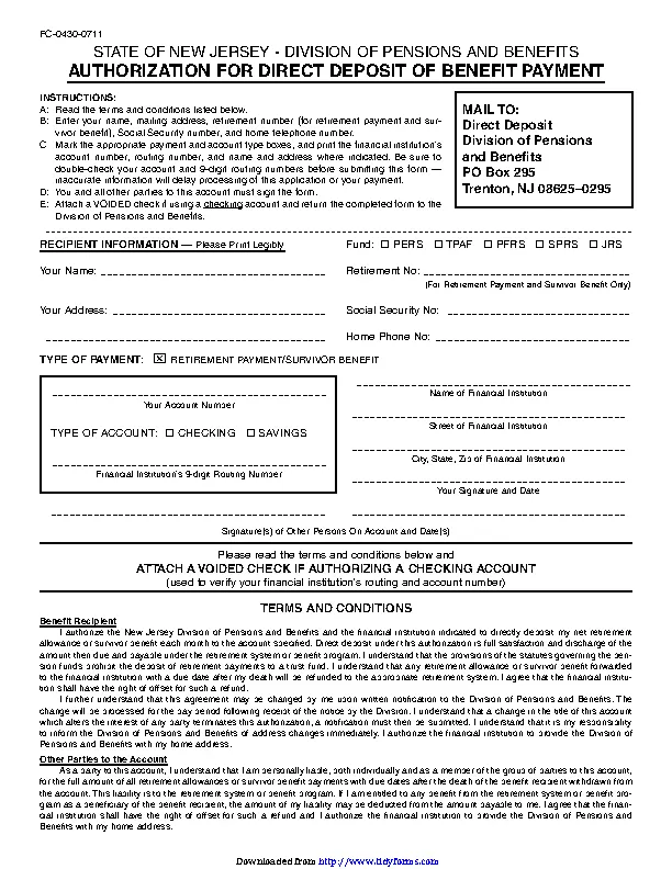 New Jersey Direct Deposit Form 3