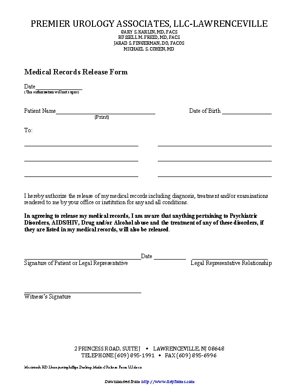 New Jersey Medical Records Release Form 3 PDFSimpli