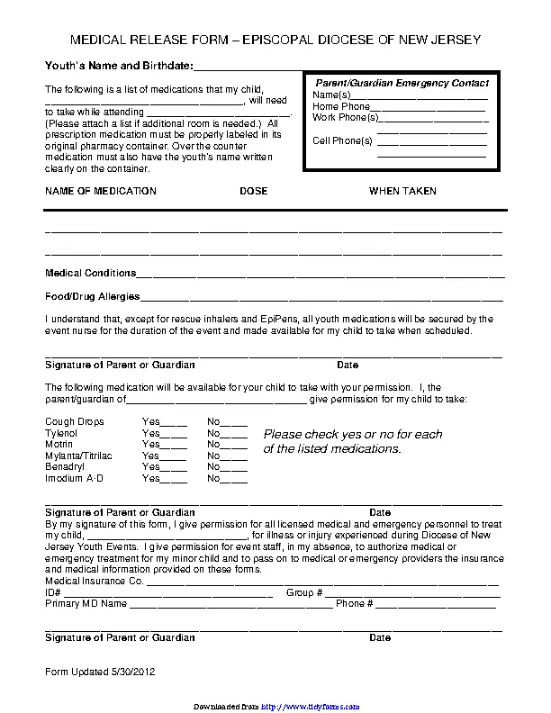 New Jersey Medical Release Form 1 - PDFSimpli