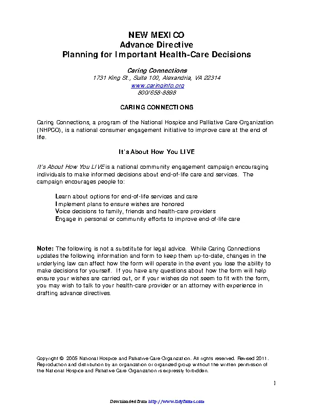 New Mexico Advance Health Care Directive Form