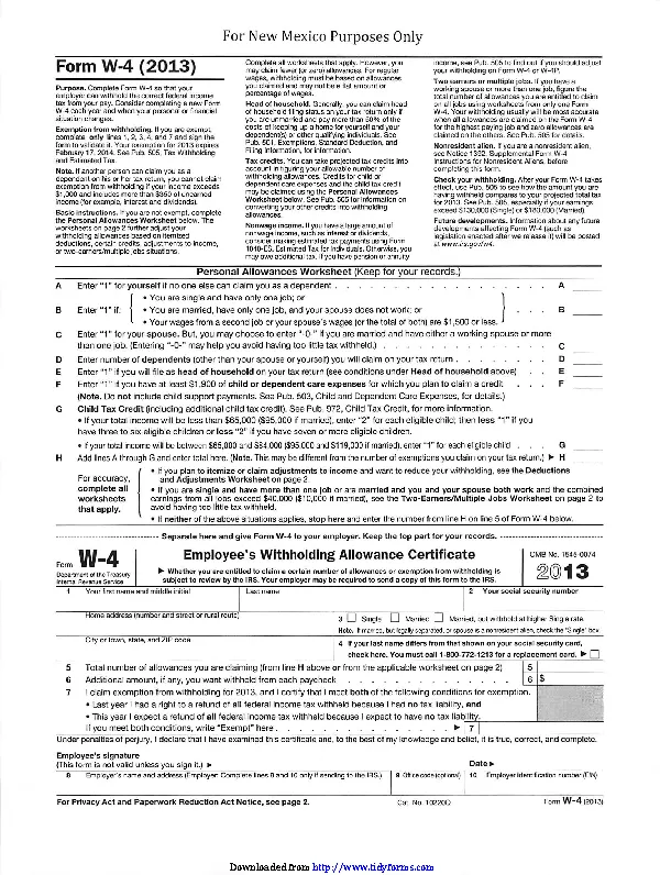 New Mexico Form W 4 2013 - PDFSimpli