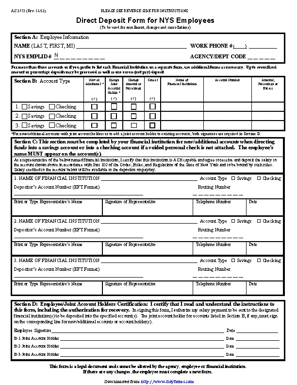 New York Direct Deposit Form 1