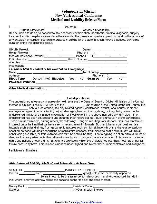 New York Liability Release Form 2