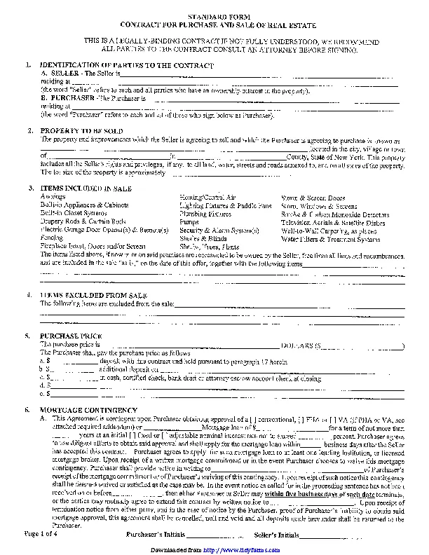 New York Offer To Purchase Real Estate Form