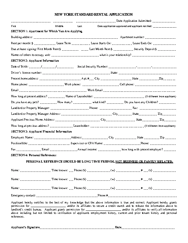 New York Rental Application Form Pdfsimpli 6049