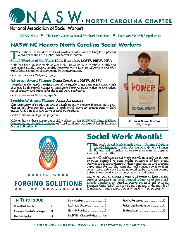 Newsletter For North Carolina Social Workers PDFSimpli
