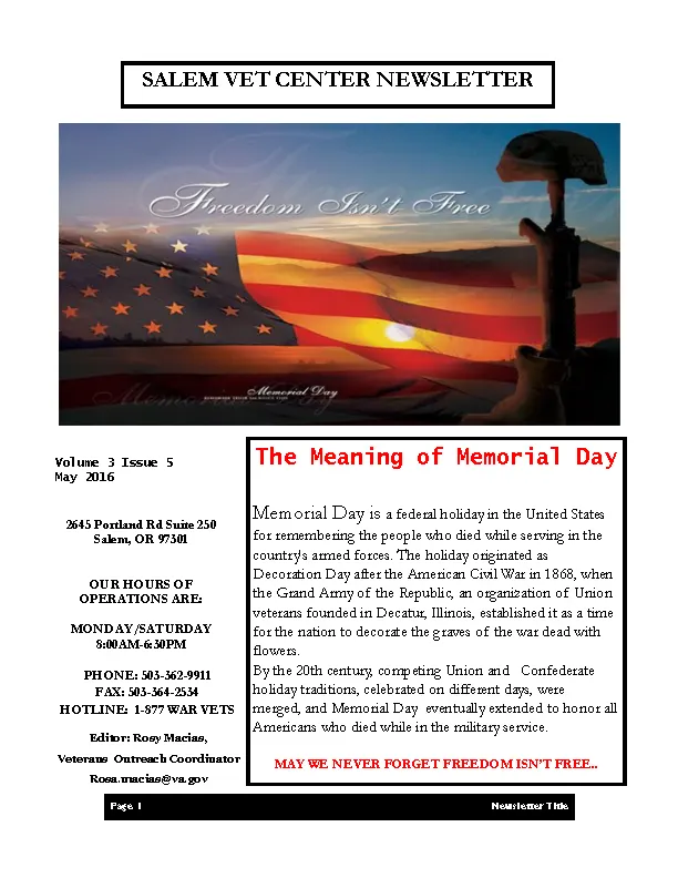 Newsletter Template Of Memorial Day