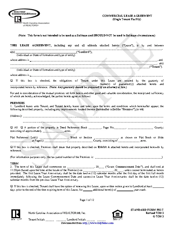 North Carolina Commercial Lease Agreement Sample PDFSimpli